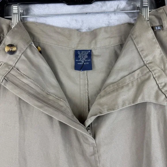 Ex Officio Tan Skirt Women's 16P A-Line Midi Casual Travel Safari (1372) - Picture 2 of 10